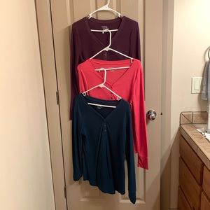 3 long sleeve knitted Time and Tru shirts